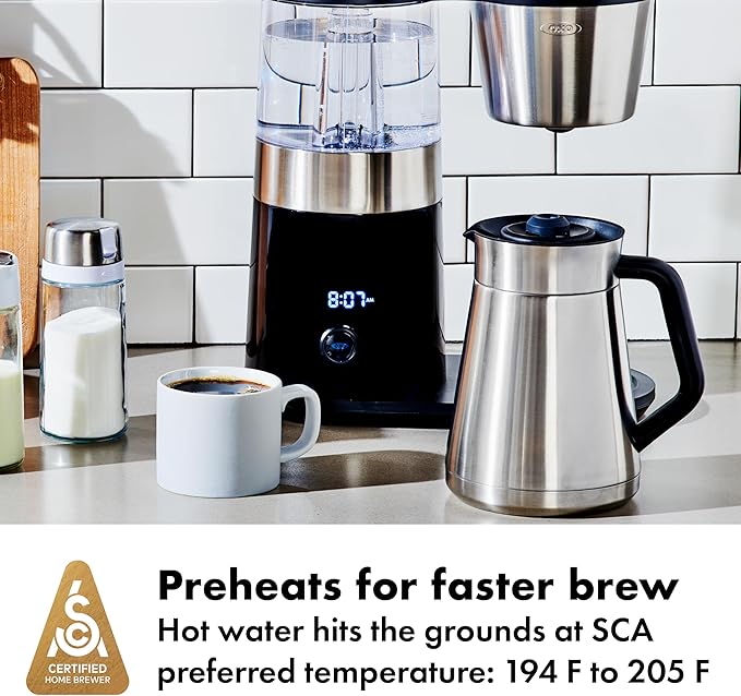 OXO Brew 9-Cup Coffee Maker – Stainless Steel, Programmable Coffee Machine with Single Serve or Full Carafe Options, SCA Certified Home Brewer