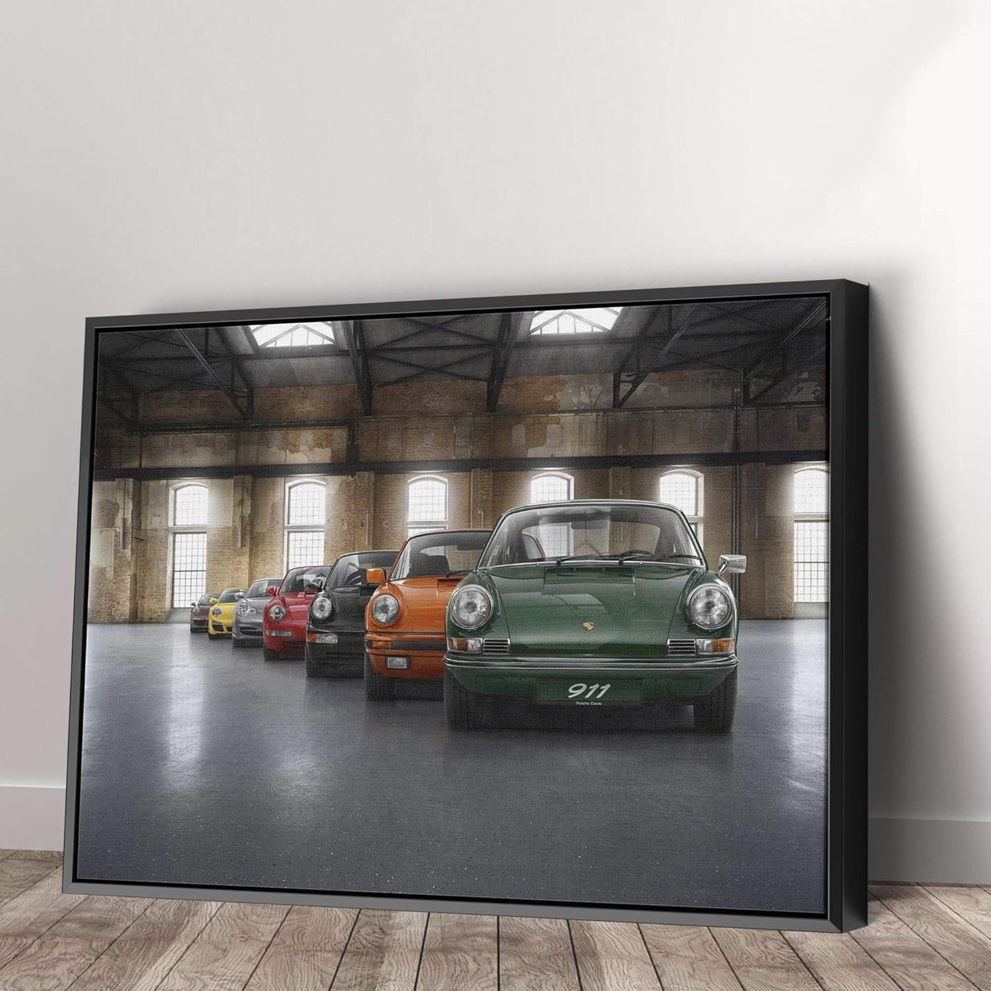 Porsche Car 911 Color Revolution Canvas Art Print Picture Wall Home Decor - Various Sizes (36in x 24in Modern Black Framed)