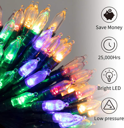 200 LED Christmas String Lights Outdoor 75 Ft. 9 Modes with Remote Timer Dimmer Extendable Mini Fairy Lights Plug in for Indoor Xmas Trees Wedding Decor, Warm White + Multicolored