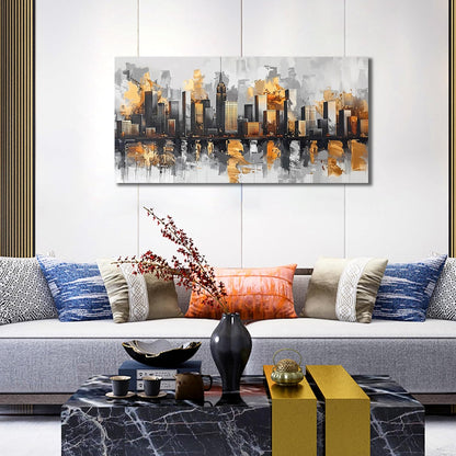 Ouzzlie Gold Artwork Vintage Wall Art City Poster Pictures for Wall Black Art for Home Kitchen 20"x 40"