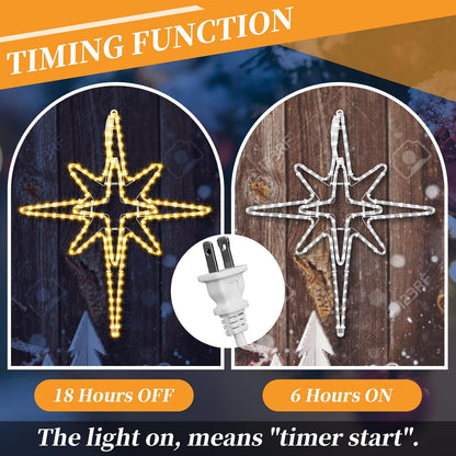 28" Christmas Star of Bethlehem LED Star Hanging Lights Nativity Holy Family Light for Door Window Porch Wall Decoration Plug Operated Lighted Hanging Tree Topper(Warm Light)
