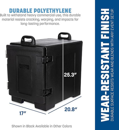 Carlisle FoodService Products Cateraide Insulated Front Loading Food Pan Carrier with Handles for Catering, Events, and Restaurants, Plastic, 5 Pans, Brown