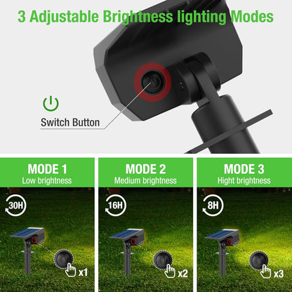 nipify Solar Spot Lights Outdoor Motion Sensor with 3 Modes, [ 2 Pack ] Solar Spotlights Outdoor Waterproof 2-in-1 Auto On/Off Landscape Lighting for Outside Yard Wall Garden Pathway, Warm White