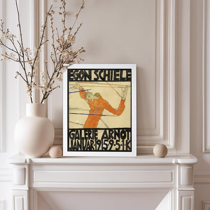 Poster Master Vintage Painting Poster - Retro Expressionism Print - Self Portrait as the Martyred St Sebastian - Gift for Artist, Friend - Wall Decor for Home, Office, 11x14 White Framed