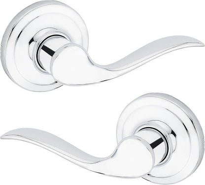 Kwikset Tustin Interior Passage Door Handle, Lever For Closet and Hallway Doors, Reversible Non-Locking Handle Lever, Polished Chrome