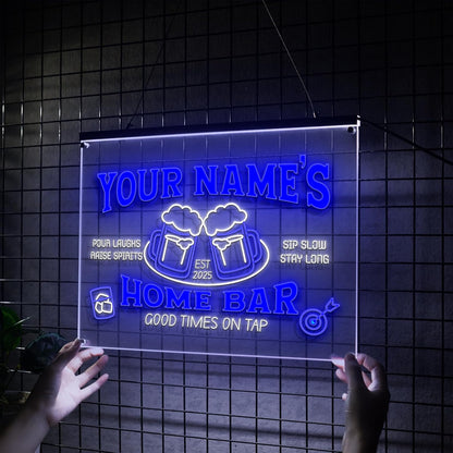 Personalized Bar Neon Sign Custom Beer Home Bar Lights Decor Acrylic Table LED Lighted Signs for Men Restaurant Coffee Man Cave Workshop Garage Poker Signs Gifts