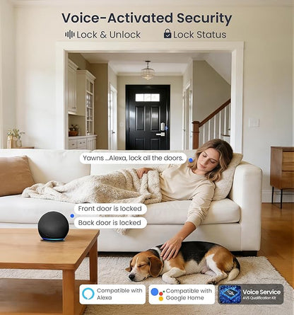 Veise VE012W Built-in WiFi Fingerprint Smart Lock, App Remote Control, Compatible with Alexa & Google Assistant, Keyless Entry for Front Door, Digital Keypad Deadbolt, Auto Lock, Satin Nickel