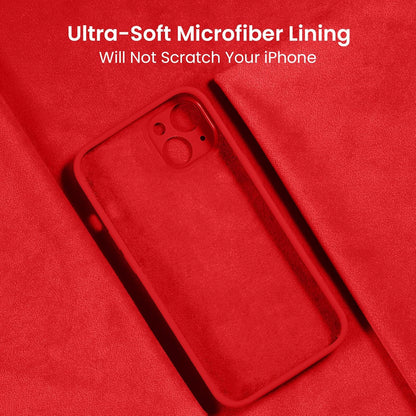FireNova Designed for iPhone 13 Case, Silicone Upgraded [Camera Protection] Phone Case with [2 Screen Protectors], Soft Anti-Scratch Microfiber Lining Inside, 6.1 inch, Red