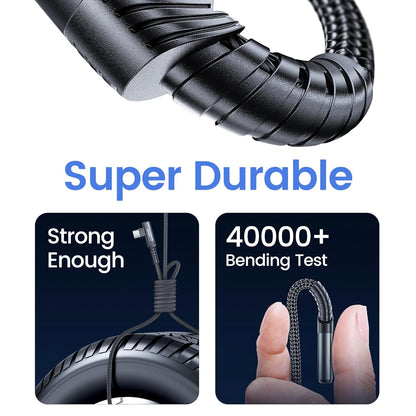 USB to USB C Cable [10ft, 2Pack ] USB A to Type C Right Angle Charger Cord 90 Degree Braided Fast Charging for iPhone 16/15/15 Plus/15 Pro/15 Pro Max/Samsung Galaxy S10 S10+, A15 A25, LG V30, Switch