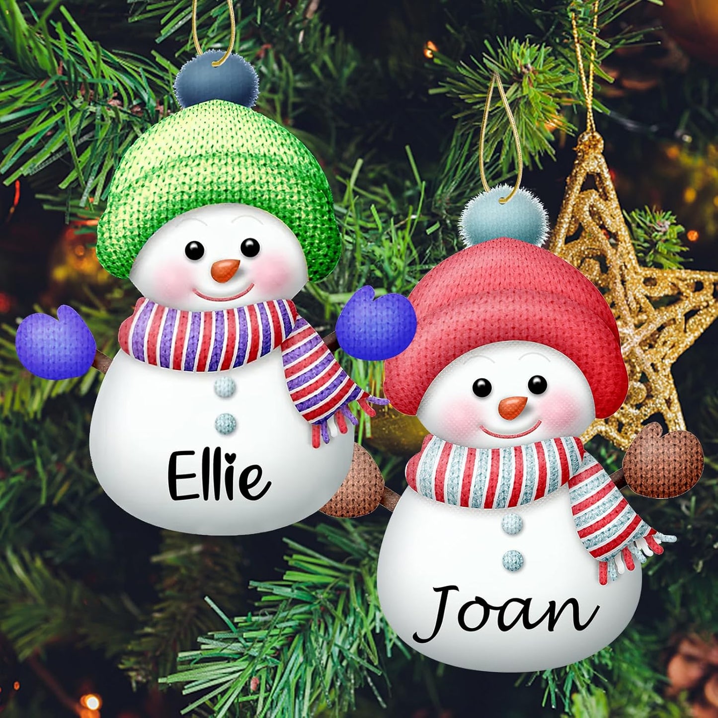 Personalized Christmas Ornaments with Names Snowman Custom Family Ornament Customized Xmas Tree Hanging Wood Decoration Gift 3.15"（8cm） Grey