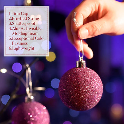 Valery Madelyn Christmas Tree Decorations Ornament Set for Fall Halloween, 50ct 2 Inches Purple Shatterproof Christmas Ball Ornaments Hanging Xmas Holiday Party Decor