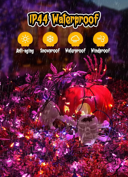 Battery Operated Halloween Indoor String Lights, 8 ft 20 LED Orange and Purple Mini Tree Lights with Timer, Indoor Outdoor Patio Garland Window Decor for Party Christmas Halloween Decorations