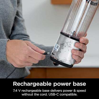 Ninja Blast Portable Blender, Cordless, 18oz. Vessel, Personal Blender for Shakes & Smoothies, BPA Free, Leakproof Lid & Sip Spout, USB-C Rechargeable, Dishwasher Safe Parts, Marble White, BC152MW