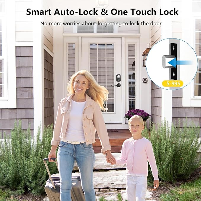 Fingerprint Door Lock - Keyless Entry Door Lock Smart Deadbolt Lock - Electronic Digital Keypad Lock - Smart Locks for Front Door - Auto Lock - Easy Installation