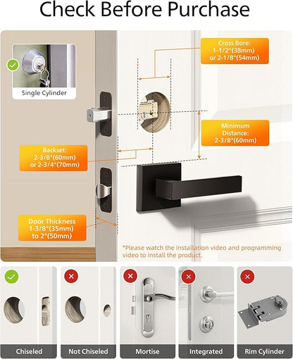 Philips Fingerprint Keyless Entry Door Lock, Electronic Door Lock with Touchscreen, Long-Lasting Battery, Auto Locking, One-Time Code, Keypad Deadbolt, One-Touch Locking, Matte Black