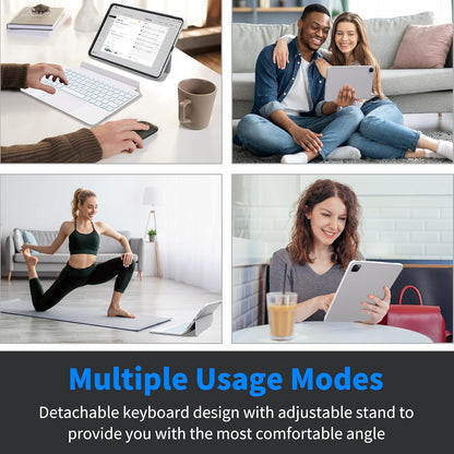 iPad Pro 13 Inch Case 2024 with Keyboard, Magnetic Detachable Keyboard Case for iPad Pro 13 Inch (M4, 2024) with 7 Colors Backlight, Multi-Touch Trackpad, Portrait/Landscape Mode (White)
