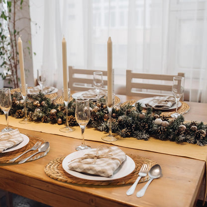 Defined Deco Woven Placemats Set of 4,13" Round Rattan Placemats,Natural Hand-Woven Water Hyacinth Placemats,Farmhouse Weave Place Mats,Rustic Braided Wicker Table Mats for Dining Table,Home,Wedding.