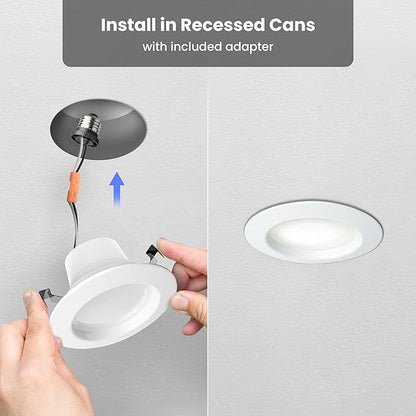 Feit Electric 4 Inch Smart Recessed Light, Color Changing and Tunable White, 2.4GHz WiFi Retrofit LED Downlight E26 Base, No Hub, Works with Alexa and Google, Dimmable 50W Equi, CRI90, LEDR4/RGBW/AG