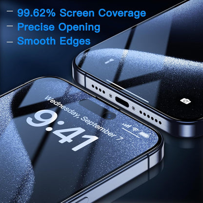 Uyiton Anti-Blue Light for iPhone 15 Pro Max Screen Protector - Unbreak-Glass Full Coverage Case Friendly Scratch Resistance 9H Tempered Glass Screen Protector for iPhone 15 Pro Max, 2 Pack