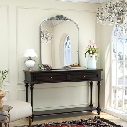 Keonjinn Vintage Mirror 30" x 36", Silver Antique Mirrors for Wall Decor, Arched Decorative Mirror for Mantle, Hallway, Living Room, Fireplace, Bedroom, Bathroom Mirror with French Cleat Mounting