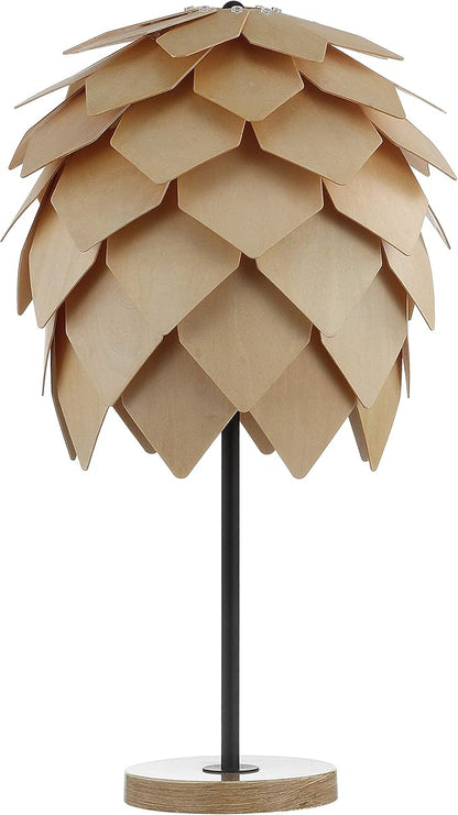 JONATHAN Y 20.5" Natural and Black Pinecone Wood and Metal LED Table Lamp, Contemporary Organic Modern Scandinavian Desk Lamp for Living Room Bedroom, LED Bulb Included JYL6123A
