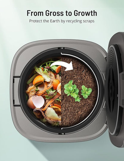 Paris Rhône Smart Waste Kitchen Composter, Electric Kitchen Compost Bin Eco-Friendly Sustainable Indoor Countertop Food Cycler with 3 Modes, Odor-Free with Carbon Filters, Fertilizes Your Garden
