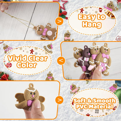 Gingerbread Man Ornaments Christmas Tree Decorations - 12pcs Pink Gingerbread Man Christmas Decorations Hanging Ornaments for Holiday Xmas Tree Home Decor