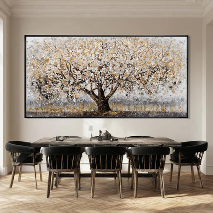 Gold Foil Canvas Wall Art Flower Wall Decor Plant Photo Prints Landscape Wall Decorations 29"x58" Large Artwork for Living Room Office