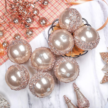 4pc Champagne Shatterproof 4" Christmas Ball Ornaments for Trees, Weddings, Holiday Decor