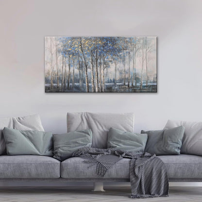 Canvas Wall Art Decor Modern Wall Art Decor Prints Gold Wall Art Pictures Wall Decor Blue Grey Misty Botanical Textured Artwork for Walls For Room Living Room Bedroom Office Wall Decor 20"X40"
