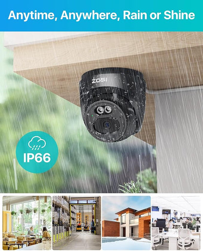 ZOSI C220 4Pack 4MP 2.5K QHD Add-On PoE IP Camera Outdoor, 1440p Surveillance Outdoor Camera to Home Security System, Only Work with ZOSI PoE NVR, 100ft Night Vision, AI Human Detection, One-Way Audio