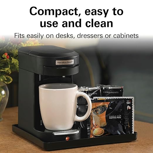 Hamilton Beach Commercial 1 Cup Pod Coffeemaker, Black, Single Serve Coffee Brewer, HDC200B