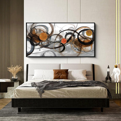 XLSJERST Abstract Wall Art - Framed Black White Canvas Home Art Decor for Living Room Office Canvas Pintings Modern Minimalist Frame Wall Art 24x48 Inches