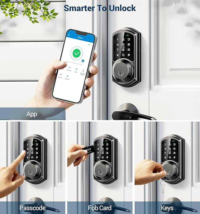 Veise VE06 Smart Deadbolt with App Control, Keyless Entry Smart Lock for Front Door, Electronic Digital Door Lock with Code, Easy Install, Matte Black