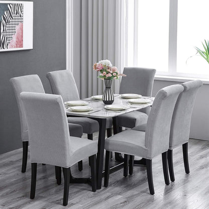 Howhic Stretch Chair Covers for Dining Room Set of 6, Removable Washable Dining Room Chair Covers, Dining Chair Slipcovers Seat Protector, Great Decor for Home and Banquet (Sliver, 6 Pack)