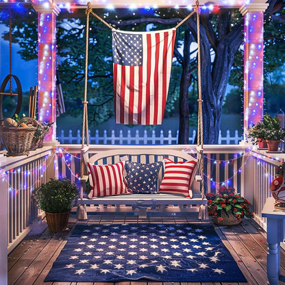 JMEXSUSS 600 LED Red White and Blue Lights Outdoor Plug in, 4th of July Decorations Outdoor Lights for Memorial Day Patriotic American Holiday Tree Party Independence 4th of July Decor