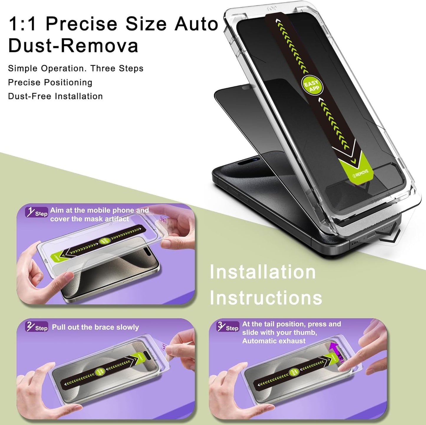 (2-Pack Matte Privacy Anti-Spy Screen Protector for iPhone 14 Pro/15/16 (6.1-Inch),9H Tempered Glass,Anti-Glare,Full Coverage,Anti-Fingerprint,Auto Dust Removal,Bubble-Free