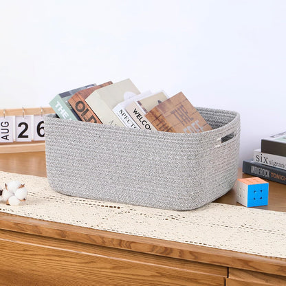 Large Storage Baskets for Organizing, Closet Shelf Baskets for Clothes Blanket Towels, Baby Nursery, Toy Bins Box, Woven Rope Baskets, 17 x 13 x 7.5”, 4 Packs Mixed Grey