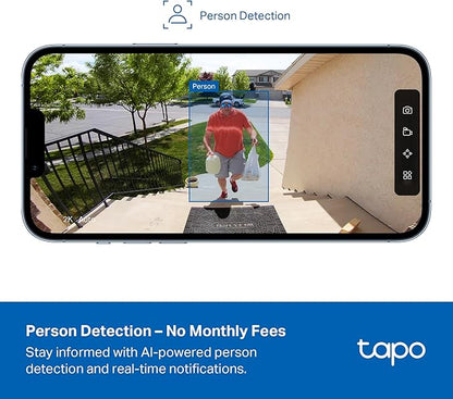 Tapo 1080p Outdoor Wireless Security Camera - Up to 180-Day Battery, Person Detection, Color Night Vision, Subscription-Free Local Storage or Optional Cloud, Works with Alexa & Google Assistant, C401