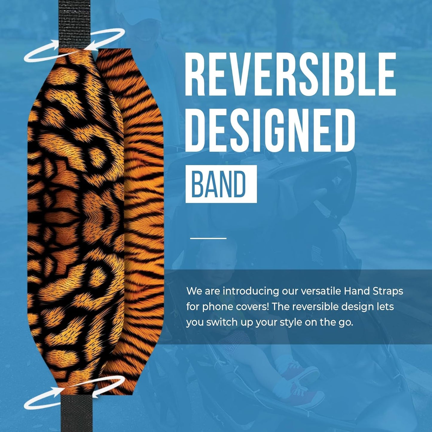 Phone Grip Strap - Reversible Finger Holder for Phone Back, Customizable Anti-Slip Design, Wireless Charging Compatible Detachable Holder for iPhone - Wild Tiger