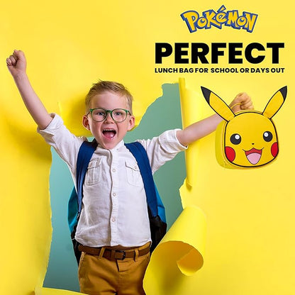 Pokemon Lunch Bag Boys Girls Anime Pikachu Insulated Lunch Box Kids Cooler Bag for Snacks Daycare Travel Picnic School Supplies Gifts for Kids (Yellow)