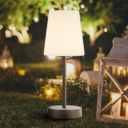 JONATHAN Y 12.75" Oil Rubbed Bronze/White Modern Rechargeable Cordless LED Table Lamp, Mini Portable Dimmable Touch Accent Lamp for Bedroom Vanity with Frosted White Glass Shade (JYL7110B)