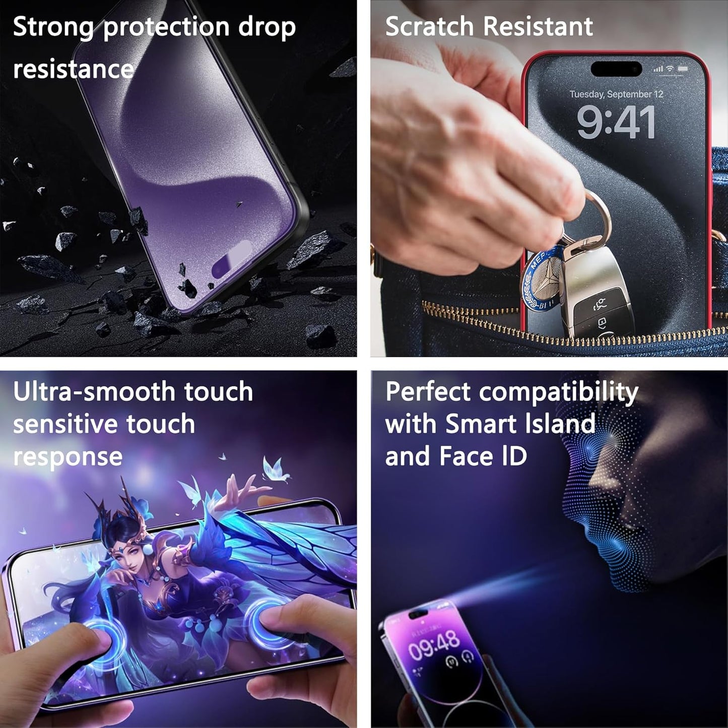 2 Pack Anti Blue Light Matte Screen Protector for iPhone 11 Pro Max and iPhon XS MAX 6.5-Inch Auto Dust Removal, No Bubbles, Tempered Glass Film, Easy Installation