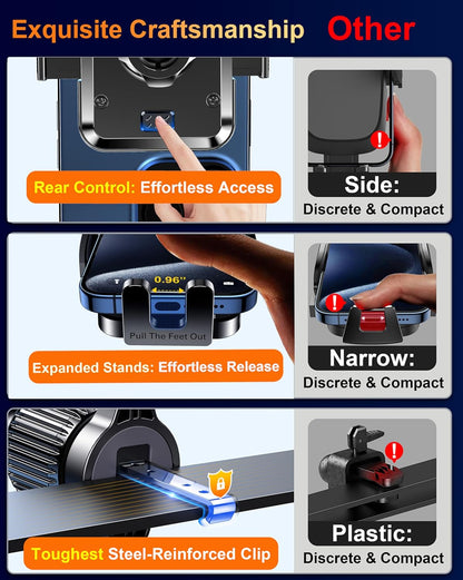 Qifutan Dash Mounted Holders Phone Holders for Your Car Phone Mount for Car Windshield Dashboard Air Vent Universal Hands Free Automobile Cell Phone Holder Fit for iPhone Smartphone