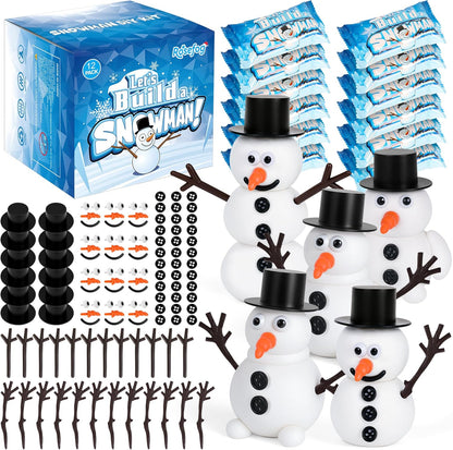 12 Pack Build a Snowman Indoor Decor, Christmas Crafts, Snowman Making Kit for Kid, Christmas Stocking Stuffers for Girls, Boys, Creative Kids Air Dry Modeling Clay for Holiday Activities