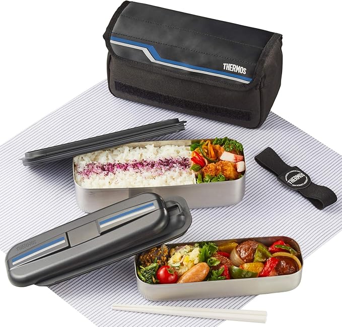 Thermos DSD-1104W L-BK Fresh Lunch Box, 3.4 fl oz (1,100 ml), Line Black