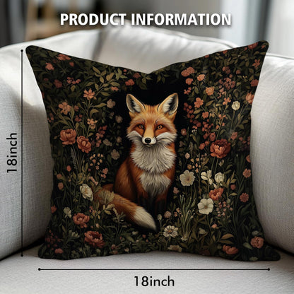 William Morris Abstract Vintage Floral Velvet Butterfly Design Throw Pillow Covers Home Decor, Retro Art Deco Pillowcase Cushion Cover for Bed Sofa Living Room, Square 18x18inch (Orange-Fox2)