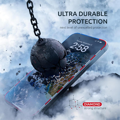 15 Pro Screen Protector for iPhone – (2-Pack) USA Flag & Black Frame Design - Tempered Glass Screen Protector for iPhone 15 Pro 9H Hardness Full Coverage - Oleophobic Coating with Easy Installation