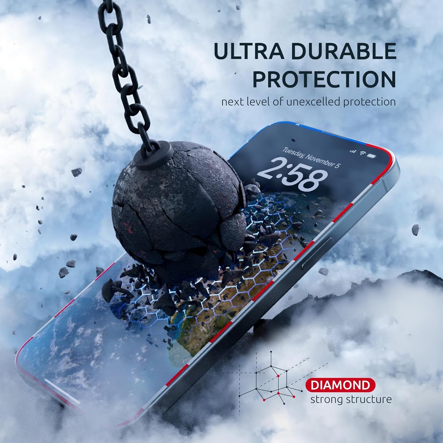 Screen Protector for iPhone 14 Pro - 2 Pack (USA Flag & Classic Black) Tempered Glass Screen Protector - Full Coverage, 9H Hardness, Anti-Fingerprint, Easy Installation