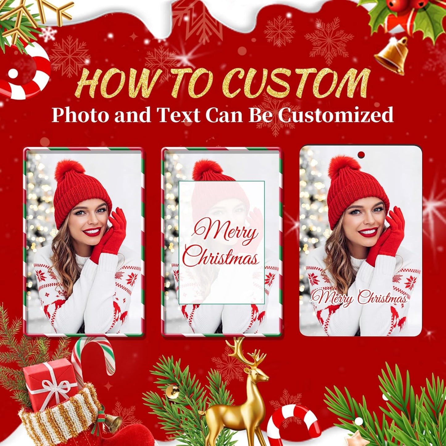 Personalized Christmas Ornaments 2025 Wood Custom Photo Picture Text Christmas Ornament Personalized Ornament Christmas Xmas Tree Decorations for Kids Couples Family Friends